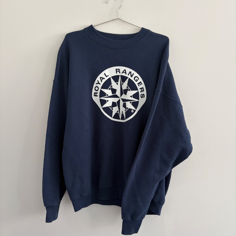 Vintage Fruit of the Loom Royal Rangers Crewneck Sweatshirt Navy Blue XXL